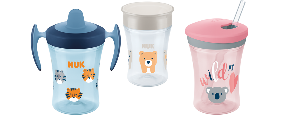 Dzērienam ir jābūt pievilcīgamT tieši tāpēc NUK Evolution Cups ir lieliskās krāsās un būrvīgu dizainu  - ar tīģeri, koalu vai maziem lāčiem.
