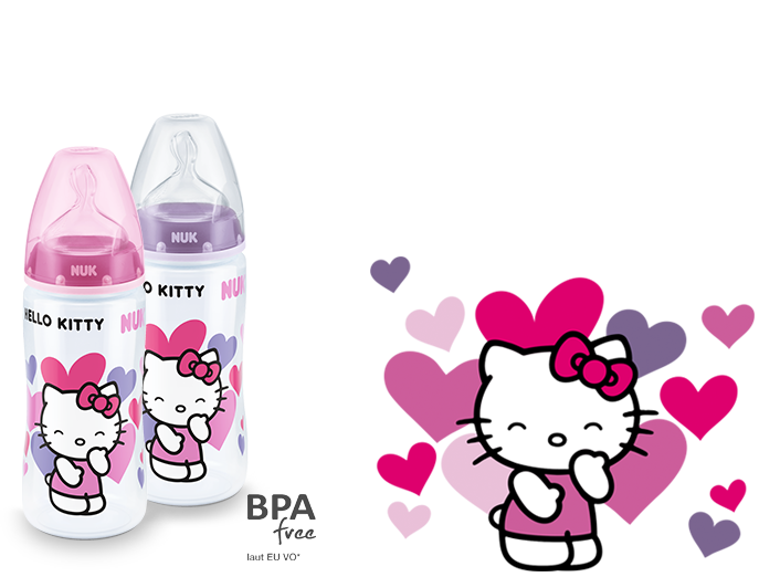 NUK First Choice Plus Hello Kitty pudele 300ml ar knupi